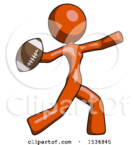 Orange Design Mascot Woman Throwing Football by Leo Blanchette