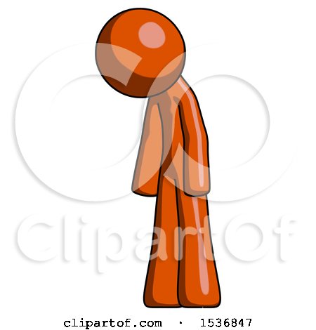 Orange Design Mascot Man Depressed with Head down Turned Left by Leo Blanchette