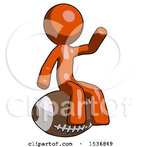 Orange Design Mascot Man Sitting on Giant Football by Leo Blanchette