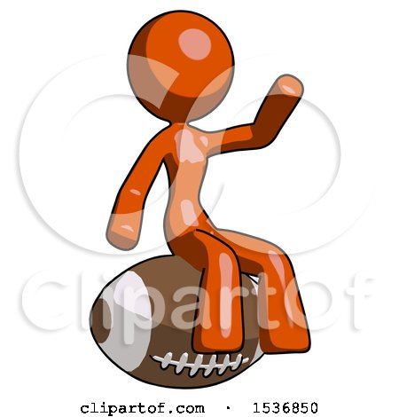 Orange Design Mascot Woman Sitting on Giant Football by Leo Blanchette