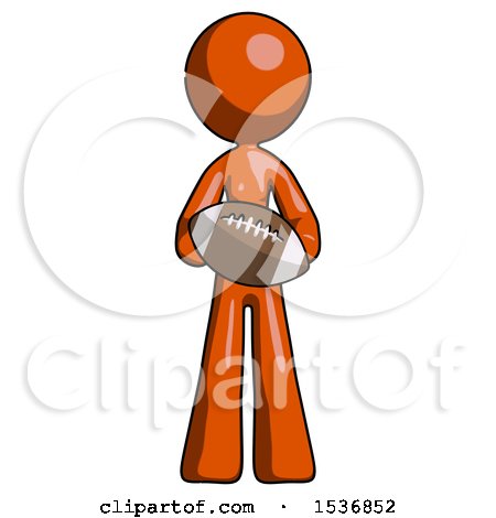 Orange Design Mascot Woman Giving Football to You by Leo Blanchette
