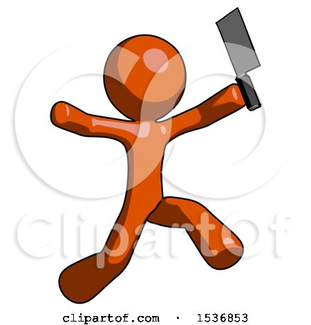Orange Design Mascot Man Psycho Running with Meat Cleaver by Leo Blanchette