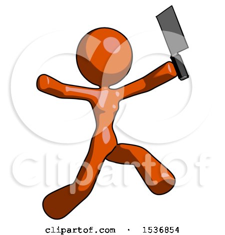 Orange Design Mascot Woman Psycho Running with Meat Cleaver by Leo Blanchette