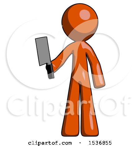 Orange Design Mascot Man Holding Meat Cleaver by Leo Blanchette