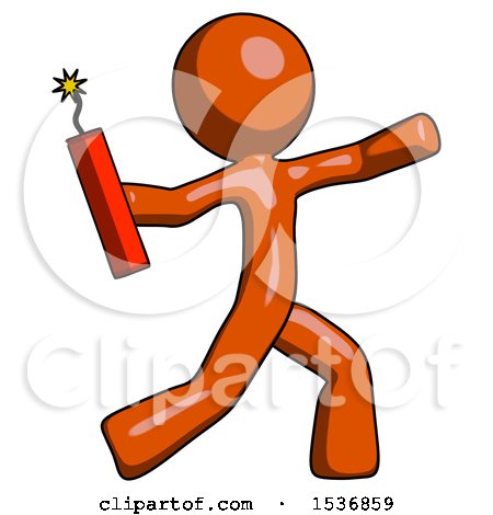 Orange Design Mascot Man Throwing Dynamite by Leo Blanchette
