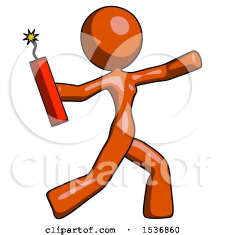Orange Design Mascot Woman Throwing Dynamite by Leo Blanchette