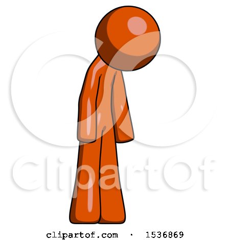 Orange Design Mascot Man Depressed with Head down Turned Right by Leo Blanchette