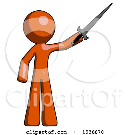 Orange Design Mascot Man Holding Sword in the Air Victoriously by Leo Blanchette