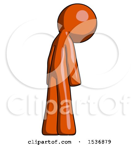 Orange Design Mascot Man Depressed with Head Down, Back to Viewer, Right by Leo Blanchette