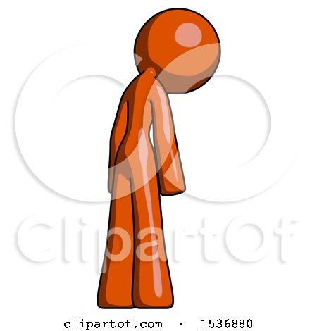 Orange Design Mascot Woman Depressed with Head Down, Back to Viewer, Right by Leo Blanchette