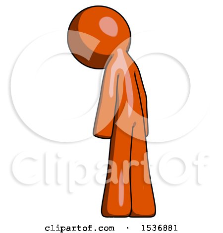 Orange Design Mascot Man Depressed with Head Down, Back to Viewer, Left by Leo Blanchette