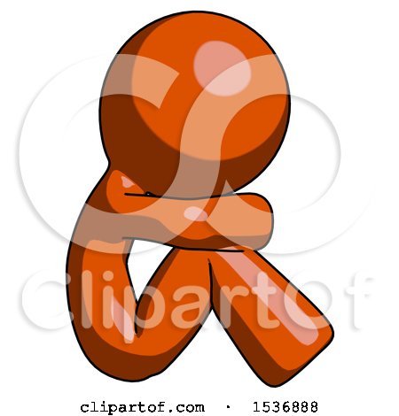 Orange Design Mascot Man Sitting with Head down Facing Sideways Right by Leo Blanchette