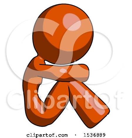 Orange Design Mascot Woman Sitting with Head down Facing Sideways Right by Leo Blanchette