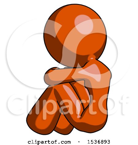 Orange Design Mascot Woman Sitting with Head down Back View Facing Left by Leo Blanchette