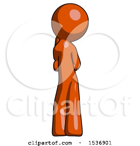 Orange Design Mascot Man Thinking, Wondering, or Pondering Rear View by Leo Blanchette