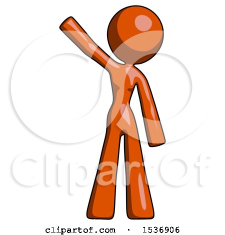 Orange Design Mascot Woman Waving Emphatically with Right Arm by Leo Blanchette