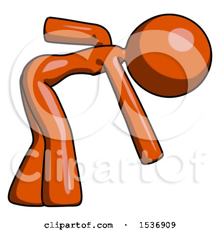 Orange Design Mascot Woman Bent over Picking Something up by Leo Blanchette