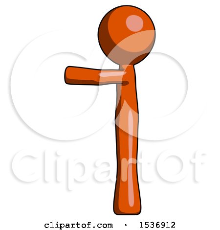 Orange Design Mascot Man Pointing Left by Leo Blanchette
