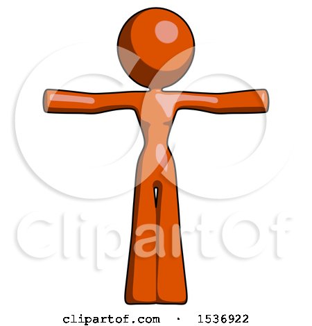 Orange Design Mascot Woman T-Pose Arms up Standing by Leo Blanchette