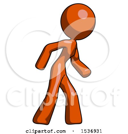 Orange Design Mascot Woman Suspense Action Pose Facing Right by Leo Blanchette