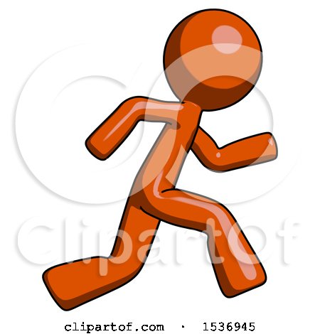 Orange Design Mascot Man Running Fast Right by Leo Blanchette