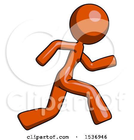 Orange Design Mascot Woman Running Fast Right by Leo Blanchette