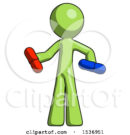 Green Design Mascot Man Red Pill or Blue Pill Concept by Leo Blanchette