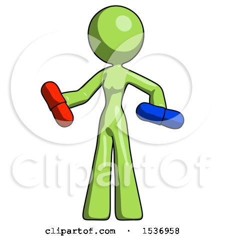 Green Design Mascot Woman Red Pill or Blue Pill Concept by Leo Blanchette