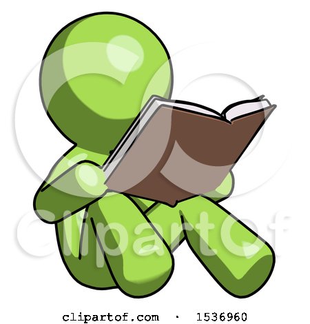 Green Design Mascot Man Reading Book While Sitting down by Leo Blanchette