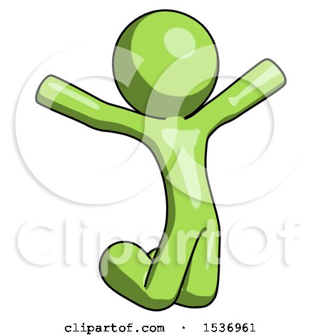 Green Design Mascot Man Jumping or Kneeling with Gladness by Leo Blanchette
