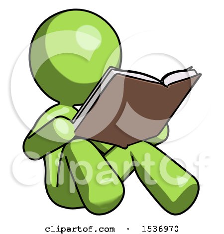 Green Design Mascot Woman Reading Book While Sitting down by Leo Blanchette