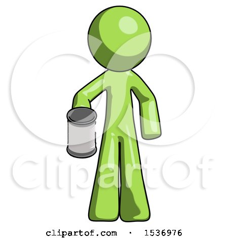 Green Design Mascot Man Begger Holding Can Begging or Asking for Charity by Leo Blanchette
