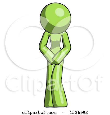 Green Design Mascot Female Bending over Sick or in Pain by Leo Blanchette