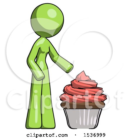 Green Design Mascot Woman with Giant Cupcake Dessert by Leo Blanchette