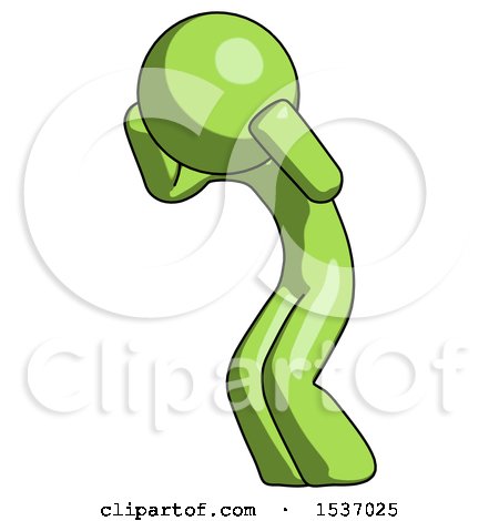 Green Design Mascot Man with Headache or Covering Ears Turned to His Left by Leo Blanchette