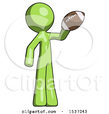 Green Design Mascot Man Holding Football up by Leo Blanchette
