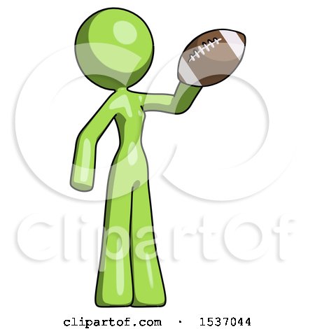Green Design Mascot Woman Holding Football up by Leo Blanchette