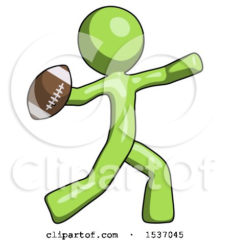 Green Design Mascot Man Throwing Football by Leo Blanchette