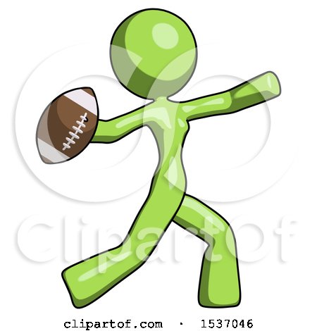 Green Design Mascot Woman Throwing Football by Leo Blanchette