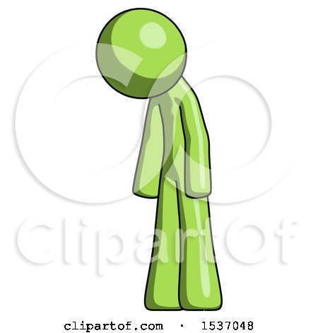 Green Design Mascot Man Depressed with Head down Turned Left by Leo Blanchette