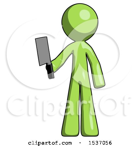 Green Design Mascot Man Holding Meat Cleaver by Leo Blanchette