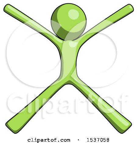 Green Design Mascot Man with Arms and Legs Stretched out by Leo Blanchette