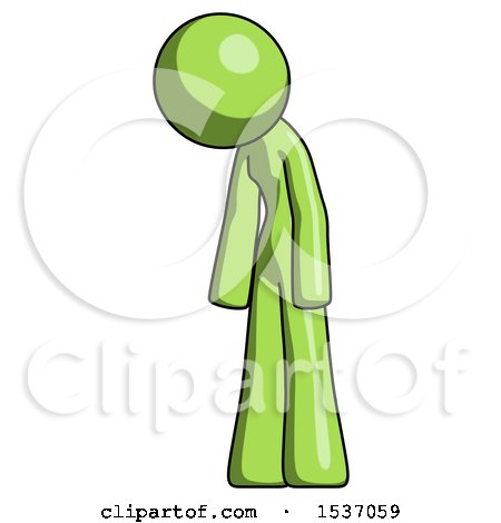 Green Design Mascot Woman Depressed with Head down Turned Left by Leo Blanchette