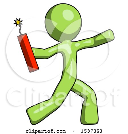 Green Design Mascot Man Throwing Dynamite by Leo Blanchette