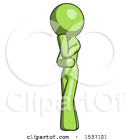 Green Design Mascot Woman Thinking, Wondering, or Pondering by Leo Blanchette