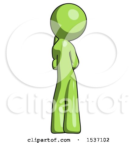 Green Design Mascot Man Thinking, Wondering, or Pondering Rear View by Leo Blanchette