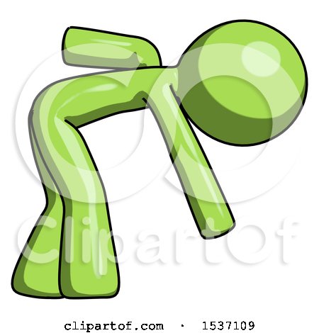 Green Design Mascot Man Picking Something up Bent over by Leo Blanchette
