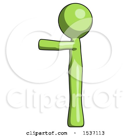 Green Design Mascot Man Pointing Left by Leo Blanchette