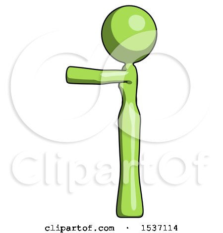 Green Design Mascot Woman Pointing Left by Leo Blanchette