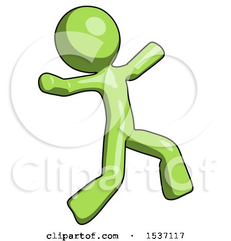 Green Design Mascot Man Running Away in Hysterical Panic Direction Right by Leo Blanchette